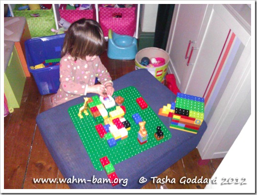 Building lego (Duplo) (www.wahm-bam.org © Tasha Goddard 2012)