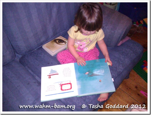 Reading a book (www.wahm-bam.org © Tasha Goddard 2012)