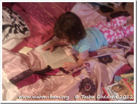 Reading a book (www.wahm-bam.org © Tasha Goddard 2012)