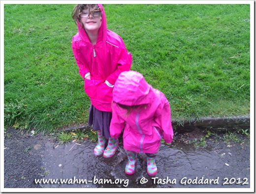 Splashing in puddles (www.wahm-bam.org © Tasha Goddard 2012)