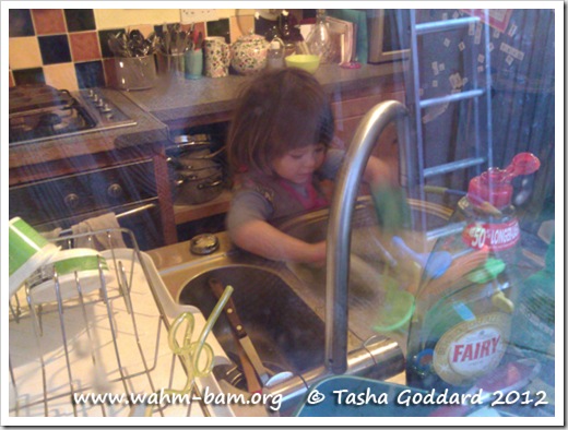 Doing the washing up (www.wahm-bam.org © Tasha Goddard 2012)