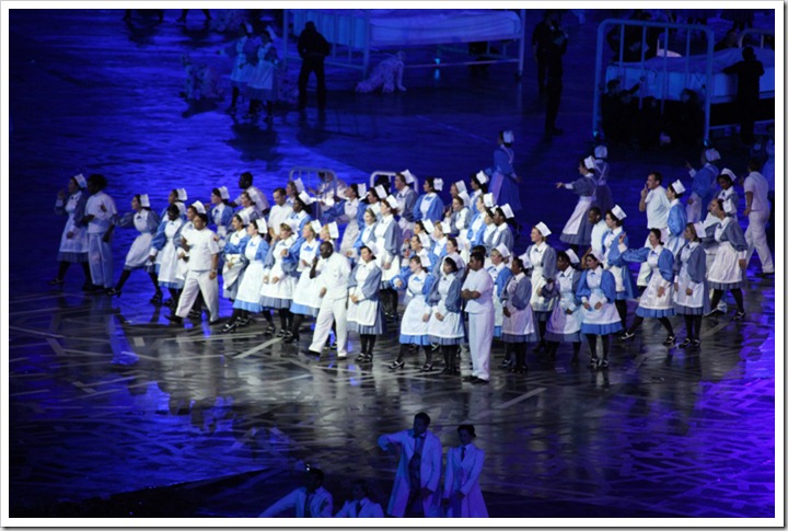London 2012 Olympic Opening Ceremony: NHS: Image credit Shimelle (Creative Commons)