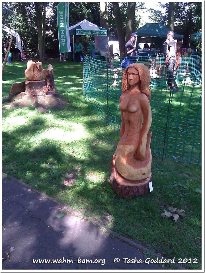 Amazing carved wooden mermaid at Nature Day at Stratford Park in Stroud (carved with a chainsaw!)