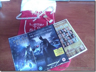 Christmas Package from Warner Bros. - The Polar Express, The Dark Knight Rises and New Year's Eve   © Tasha Goddard   www.wahm-bam.org