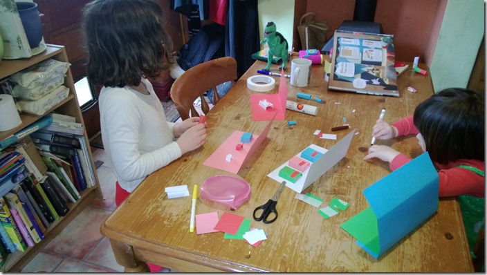 Making scenery for Goldilocks and the Three Bears puppet show    © Tasha Goddard 2013 www.wahm-bam.org